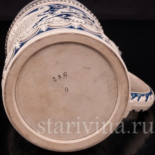 Антикварная пивная кружка "В кругу друзей", 1 л, Marzi & Remy, Германия, кон. 19 - нач. 20 вв.