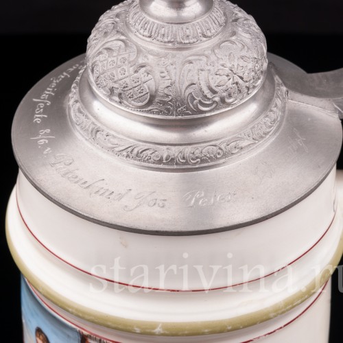 Антикварная пивная кружка После охоты, 1 л, Германия, кон. 19 - нач. 20 вв.