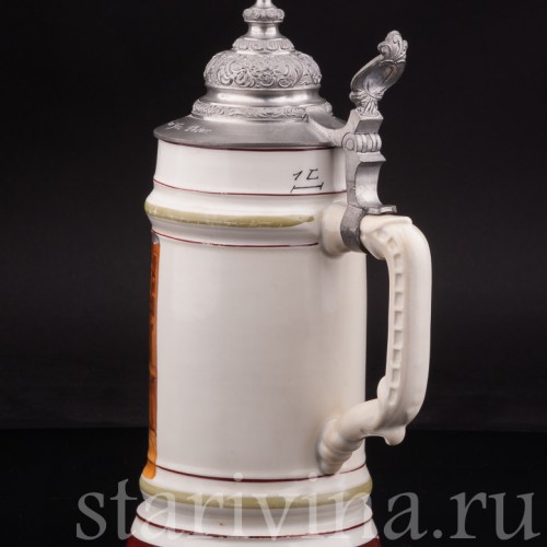 Антикварная пивная кружка После охоты, 1 л, Германия, кон. 19 - нач. 20 вв.