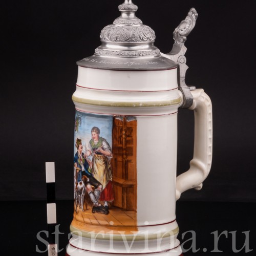 Антикварная пивная кружка После охоты, 1 л, Германия, кон. 19 - нач. 20 вв.