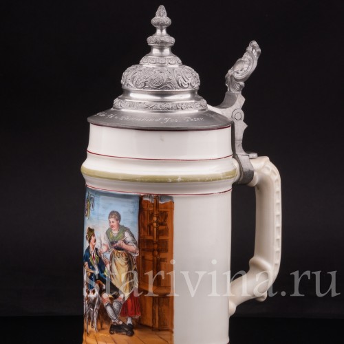 Антикварная пивная кружка После охоты, 1 л, Германия, кон. 19 - нач. 20 вв.