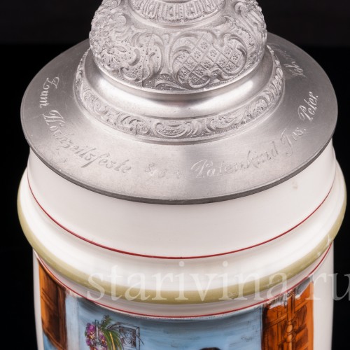 Антикварная пивная кружка После охоты, 1 л, Германия, кон. 19 - нач. 20 вв.