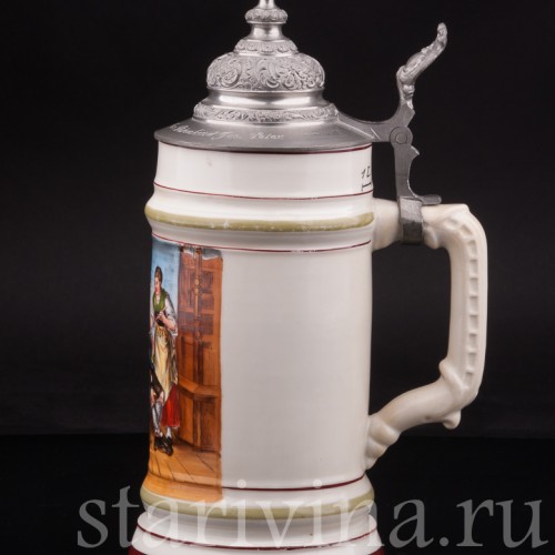 Антикварная пивная кружка После охоты, 1 л, Германия, кон. 19 - нач. 20 вв.