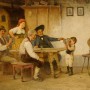Антикварная пивная кружка Первый глоток, J. W. Remy, Германия, 1890-1915 гг.