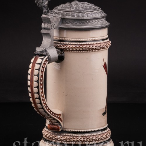 Старинная пивная кружка "Зачем мне миллион?" Marzi & Remy, Германия, 1880 - 1935 гг.