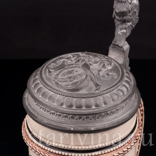 Старинная пивная кружка "Зачем мне миллион?" Marzi & Remy, Германия, 1880 - 1935 гг.