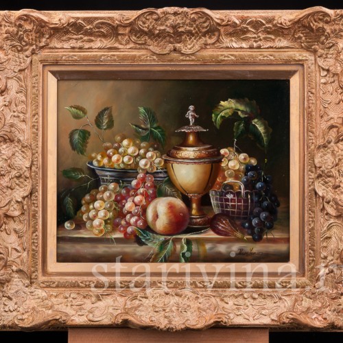 Картина маслом на фанере Натюрморт c вазой, Германия, сер. 20 в.