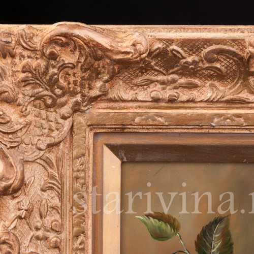 Картина маслом на фанере Натюрморт c вазой, Германия, сер. 20 в.