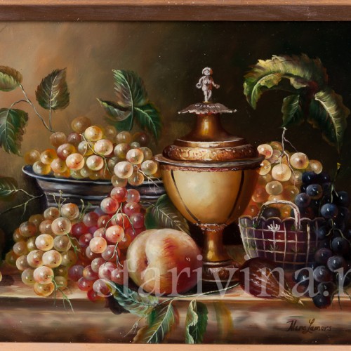 Картина маслом на фанере Натюрморт c вазой, Германия, сер. 20 в.