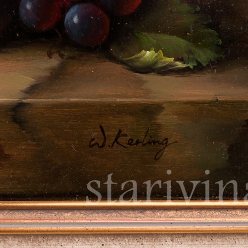 Картина маслом Натюрморт с персиками и ежевикой, Германия.