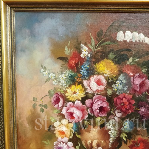 Картина маслом Натюрморт букет с розами, Германия, сер. 20 в.