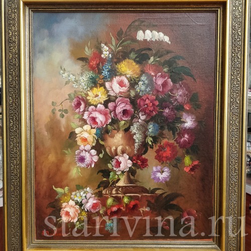 Картина маслом Натюрморт букет с розами, Германия, сер. 20 в.