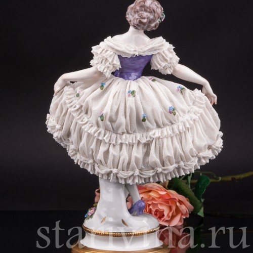 Фарфоровая статуэтка Балерина, кружевная Volkstedt, Германия, нач. 20 в.