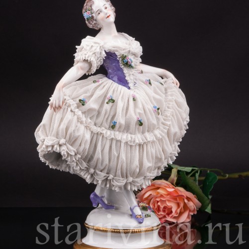 Фарфоровая статуэтка Балерина, кружевная Volkstedt, Германия, нач. 20 в.