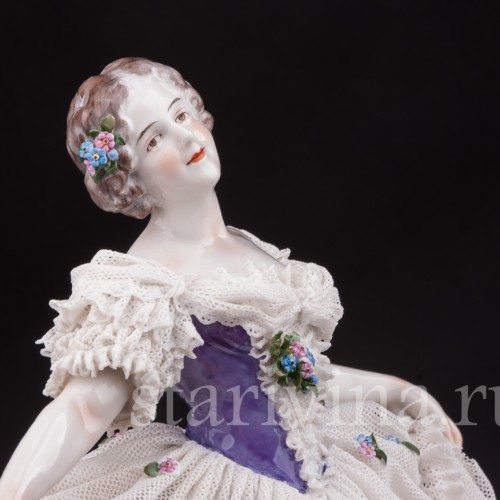 Фарфоровая статуэтка Балерина, кружевная Volkstedt, Германия, нач. 20 в.