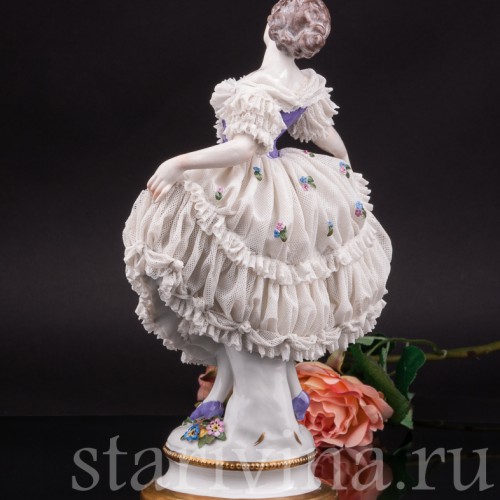 Фарфоровая статуэтка Балерина, кружевная Volkstedt, Германия, нач. 20 в.