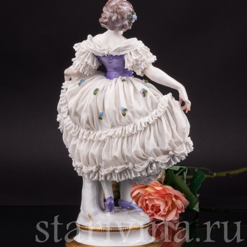 Фарфоровая статуэтка Балерина, кружевная Volkstedt, Германия, нач. 20 в.