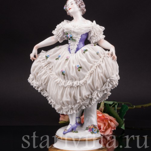 Фарфоровая статуэтка Балерина, кружевная Volkstedt, Германия, нач. 20 в.
