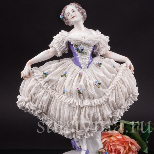 Фарфоровая статуэтка Балерина, кружевная Volkstedt, Германия, нач. 20 в.