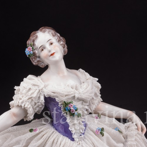 Фарфоровая статуэтка Балерина, кружевная Volkstedt, Германия, нач. 20 в.