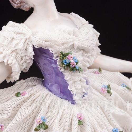 Фарфоровая статуэтка Балерина, кружевная Volkstedt, Германия, нач. 20 в.