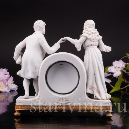 Часы из фарфора Галантная пара Volkstedt, Германия, кон.19 - нач. 20 вв.