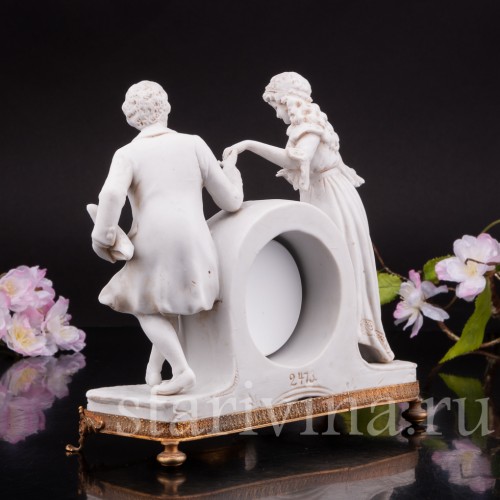 Часы из фарфора Галантная пара Volkstedt, Германия, кон.19 - нач. 20 вв.