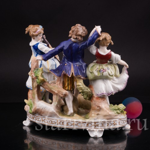 Фарфоровая композиция Деревенские танцы E. A. Muller, Германия, кон. 19, нач. 20 вв.