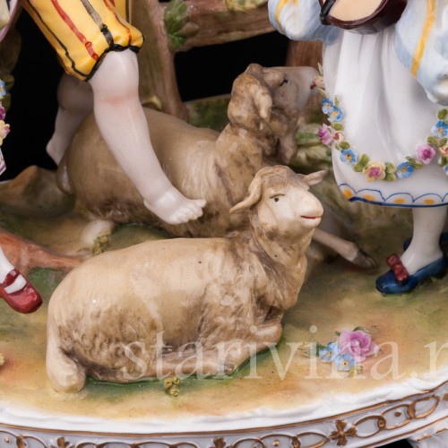 Фарфоровая композиция Деревенские танцы E. A. Muller, Германия, кон. 19, нач. 20 вв.