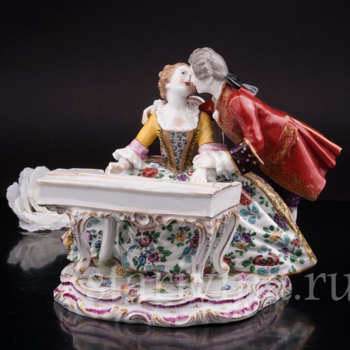 Фарфоровая статуэтка Пара у клавесина, Dressel, Kister & Co, Германия, 1907-20 гг.
