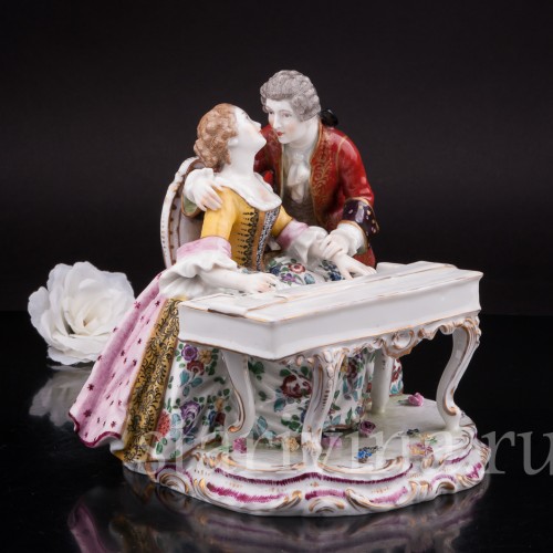 Фарфоровая статуэтка Пара у клавесина, Dressel, Kister & Co, Германия, 1907-20 гг.