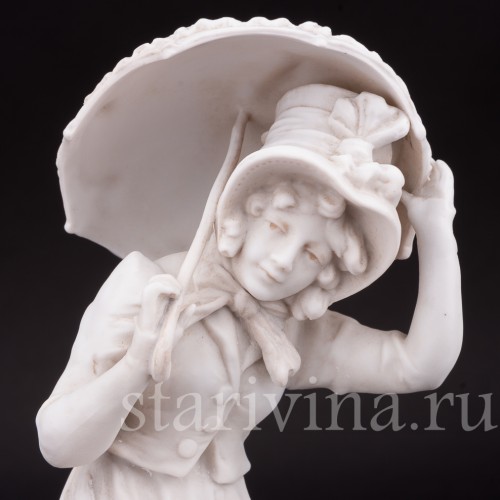 Фарфоровая статуэтка Девушка с зонтиком, аллегория осени Karl Ens, Германия, 1900 гг.