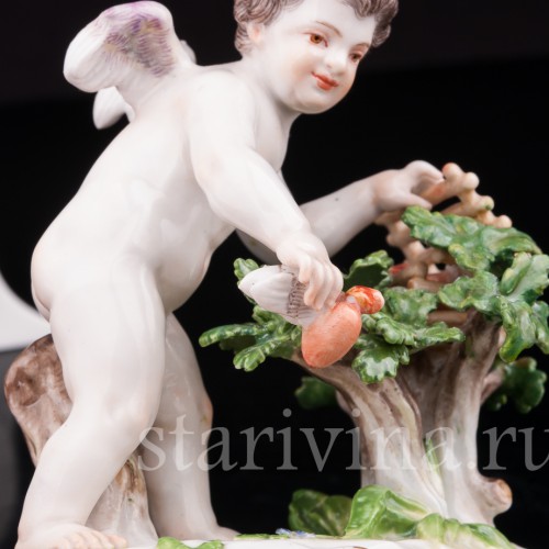 Фарфоровая статуэтка Амур, ловящий сердца, Meissen, Германия, сер. 19 - нач. 20 вв.