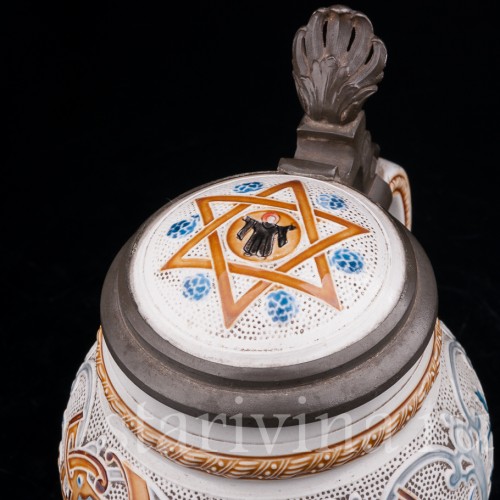 Антикварная пивная кружка "До дна!" Villeroy & Boch, Германия, 1887 г.