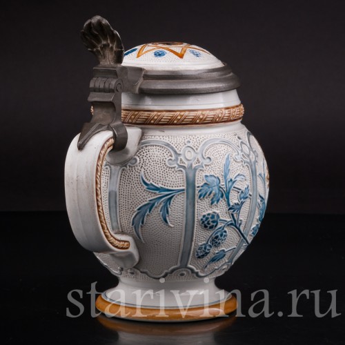 Старинная пивная кружка "До дна", 1/2 л, Villeroy & Boch, Германия, 1887 г.