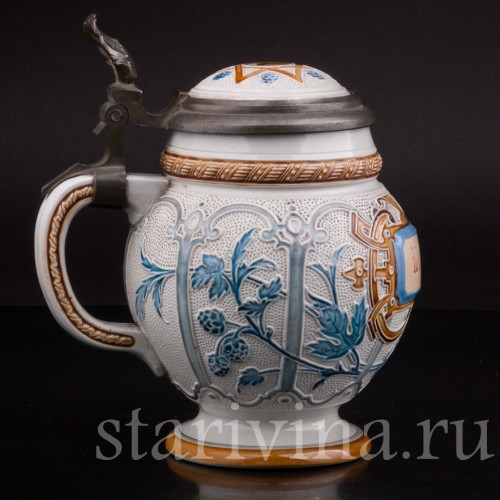 Старинная пивная кружка "До дна", 1/2 л, Villeroy & Boch, Германия, 1887 г.