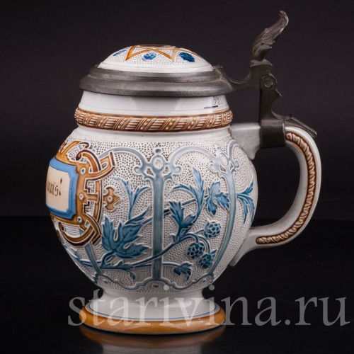 Старинная пивная кружка "До дна", 1/2 л, Villeroy & Boch, Германия, 1887 г.