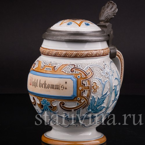 Старинная пивная кружка "До дна", 1/2 л, Villeroy & Boch, Германия, 1887 г.