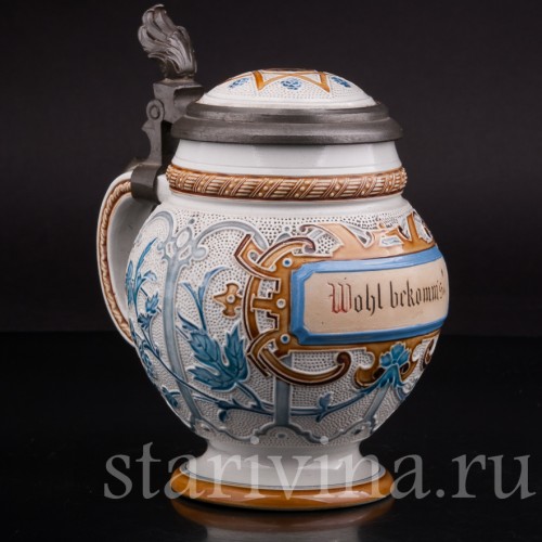 Старинная пивная кружка "До дна", 1/2 л, Villeroy & Boch, Германия, 1887 г.