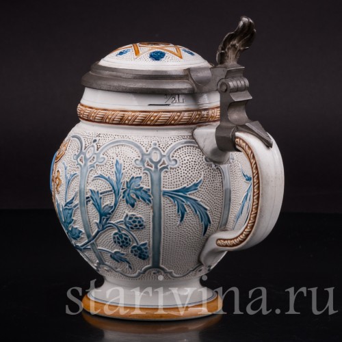 Старинная пивная кружка "До дна", 1/2 л, Villeroy & Boch, Германия, 1887 г.