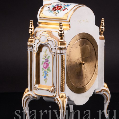 Фарфоровые часы Цветы, Hoffner & Co, Германия, 1960 гг.