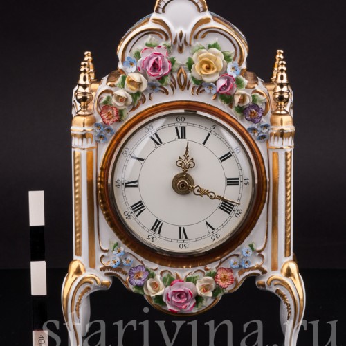 Фарфоровые часы Цветы, Hoffner & Co, Германия, 1960 гг.