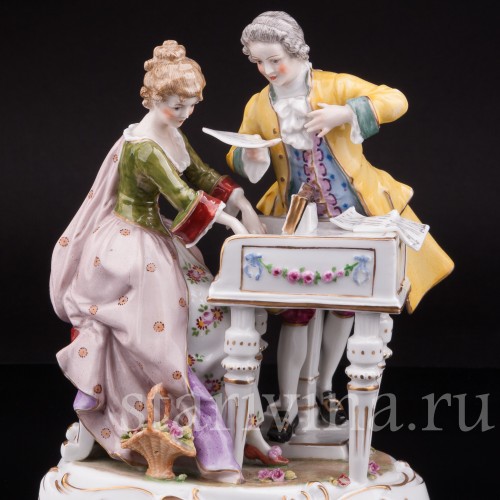 Фарфоровая композиция Пара у клавикорда, E. A. Muller, Германия, кон. 19 - нач. 20 вв.