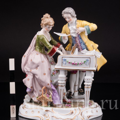 Фарфоровая композиция Пара у клавикорда, E. A. Muller, Германия, кон. 19 - нач. 20 вв.
