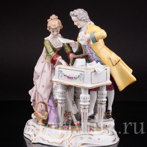 Фарфоровая композиция Пара у клавикорда, E. A. Muller, Германия, кон. 19 - нач. 20 вв.