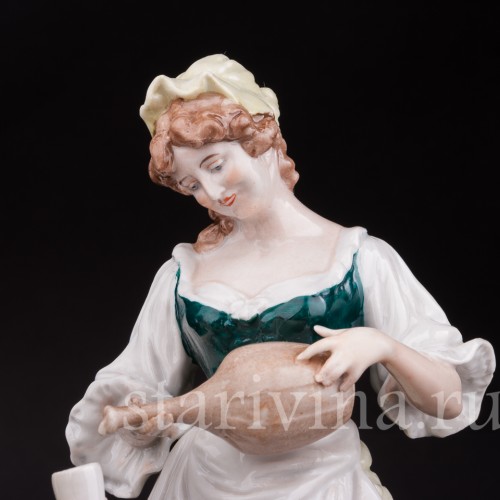 Редкая фарфоровая статуэтка Кавалер и трактирщица, Scheibe-Alsbach, Германия, 1925-72 гг.