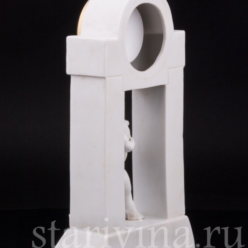 Антикварные часы из бисквита Путти с волынкой, Dressel, Kister & Co, Германия, нач. 20 в.