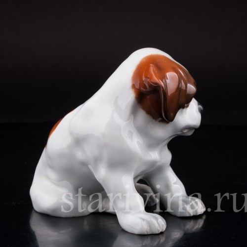 Статуэтка собаки из фарфора Щенок сенбернара, Heubach, Германия, нач. 20 века.