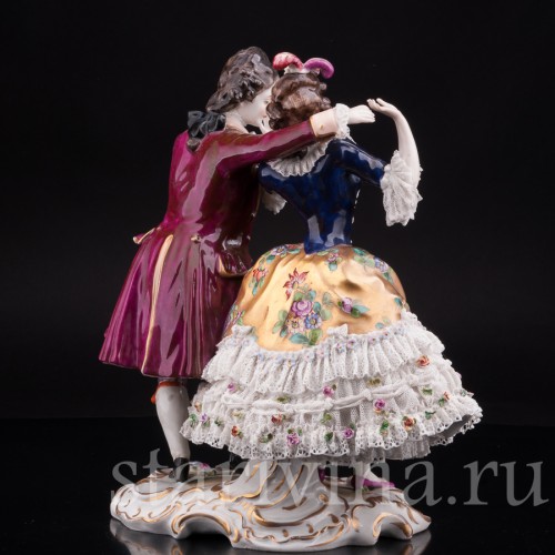 Фарфоровая статуэтка Танцующая пара, кружевная, Volkstedt, Германия, нач. 20 в.