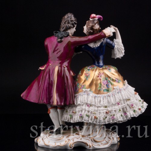 Фарфоровая статуэтка Танцующая пара, кружевная, Volkstedt, Германия, нач. 20 в.